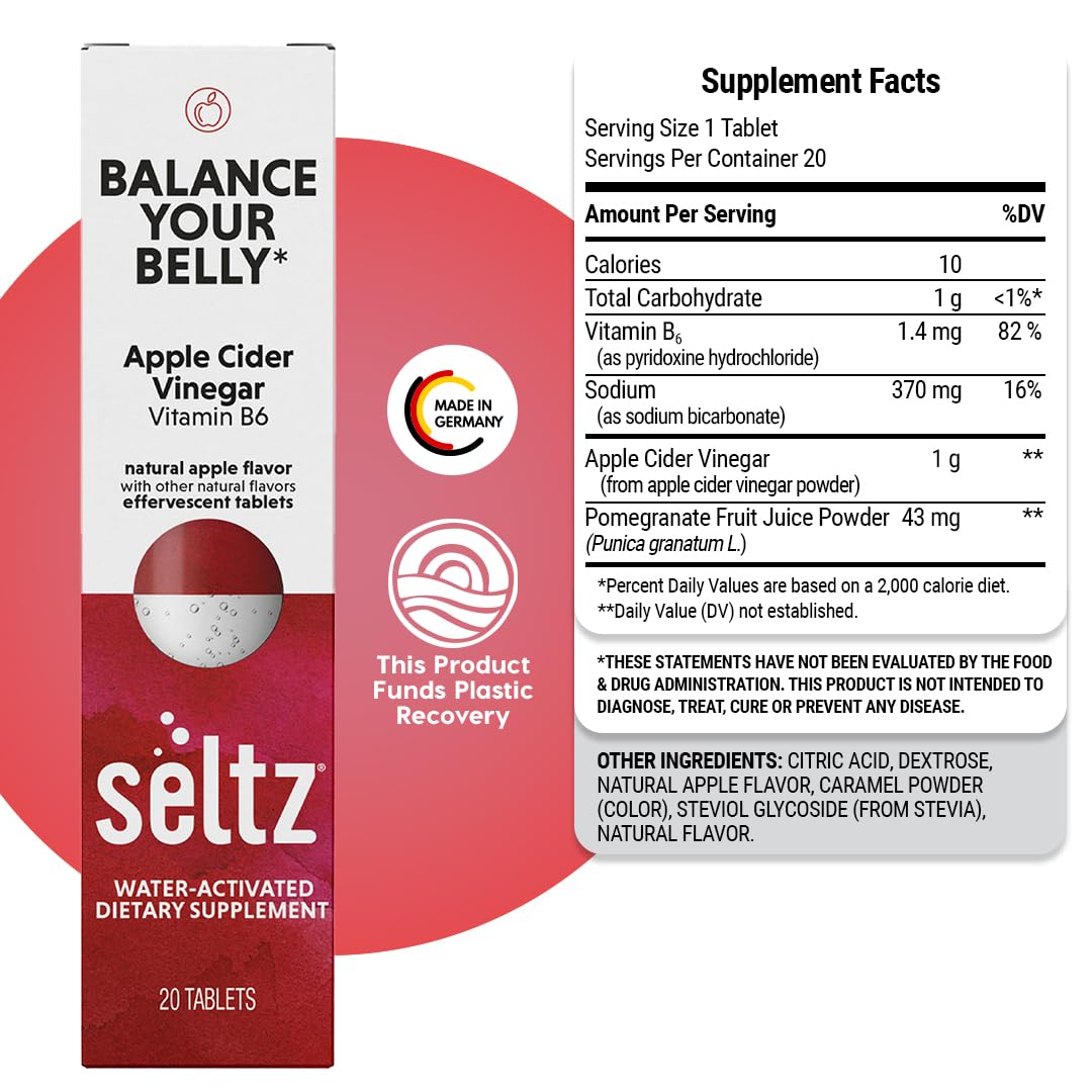Seltz Balance apple-flavor drink served beside a notebook for daily wellness routine