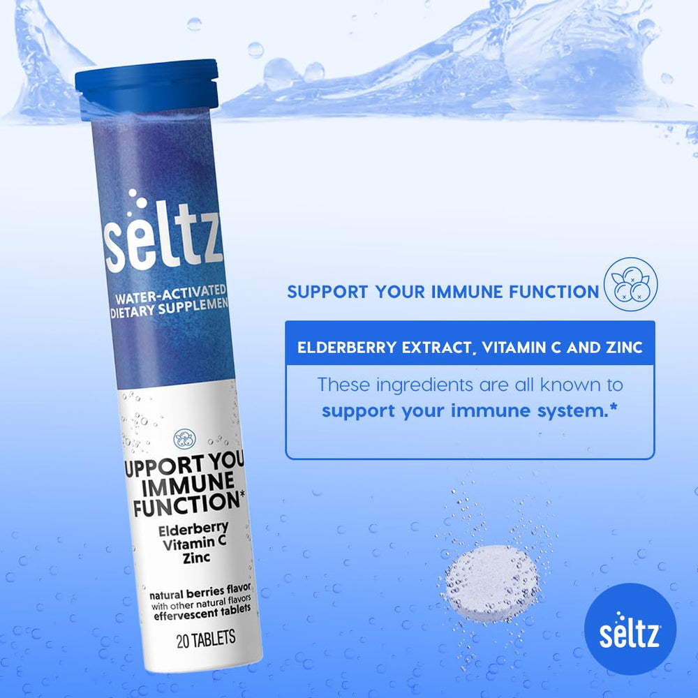 Adjust water amount to vary Seltz flavor intensity in a glass.
