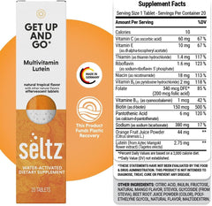 Seltz Get Up and Go tropical multipack display for home or travel use