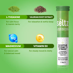 Close-up of a Seltz tablet dissolving to release daily vitamins