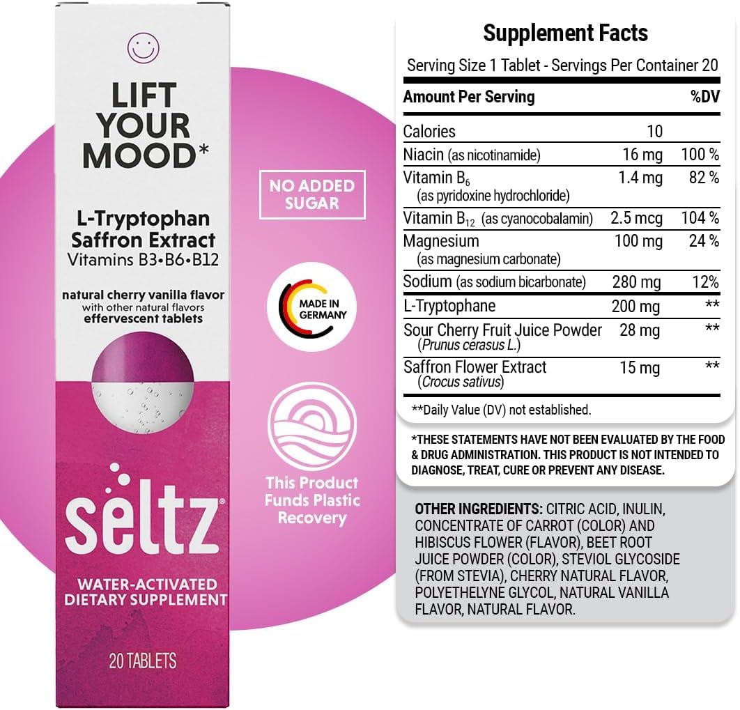 Seltz Lift Your Mood ready-to-drink glass highlights easy daily routine.