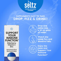 Morning routine with Seltz effervescent vitamins in a glass.