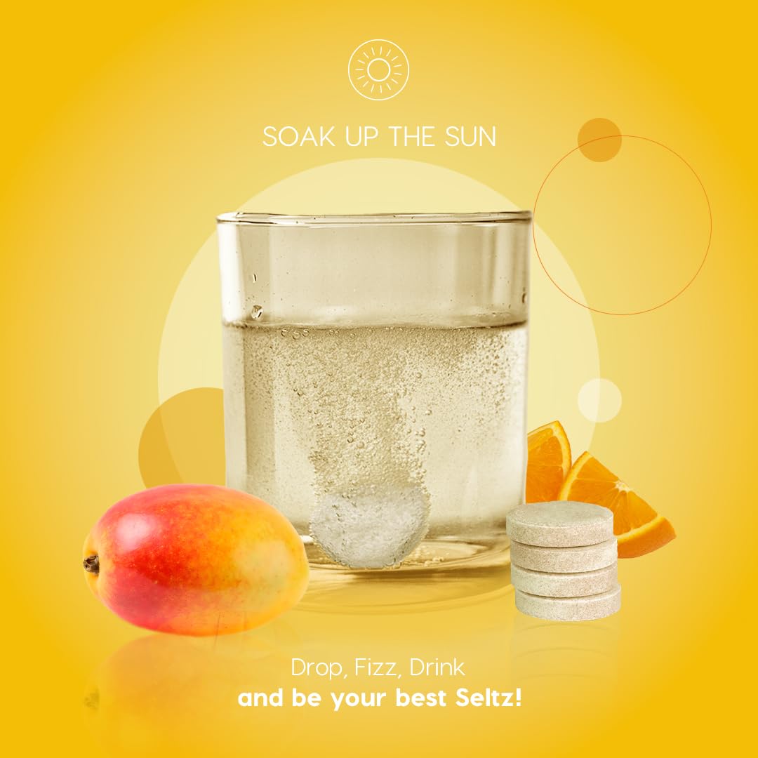 Seltz Soak Up The Sun no sugar added label on bottle.