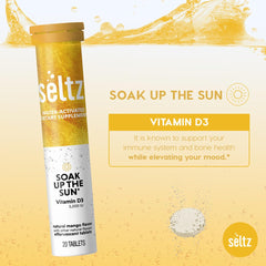 Seltz Soak Up The Sun portable on-the-go use in hand.