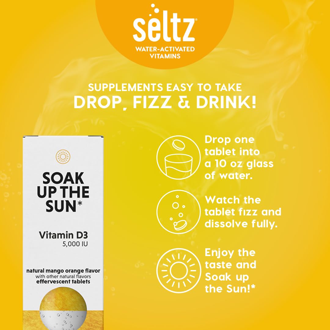 Seltz Soak Up The Sun pack of six bottles on shelf.