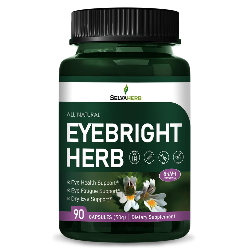 Selvaherb eyebright extract bottle showing herbal eye support formula.