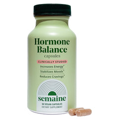 Semaine Hormone Balance bottle front label with vegan capsules for daily mood support