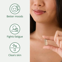 Semaine Hormone Balance bottle side panel showing two capsules daily dosing