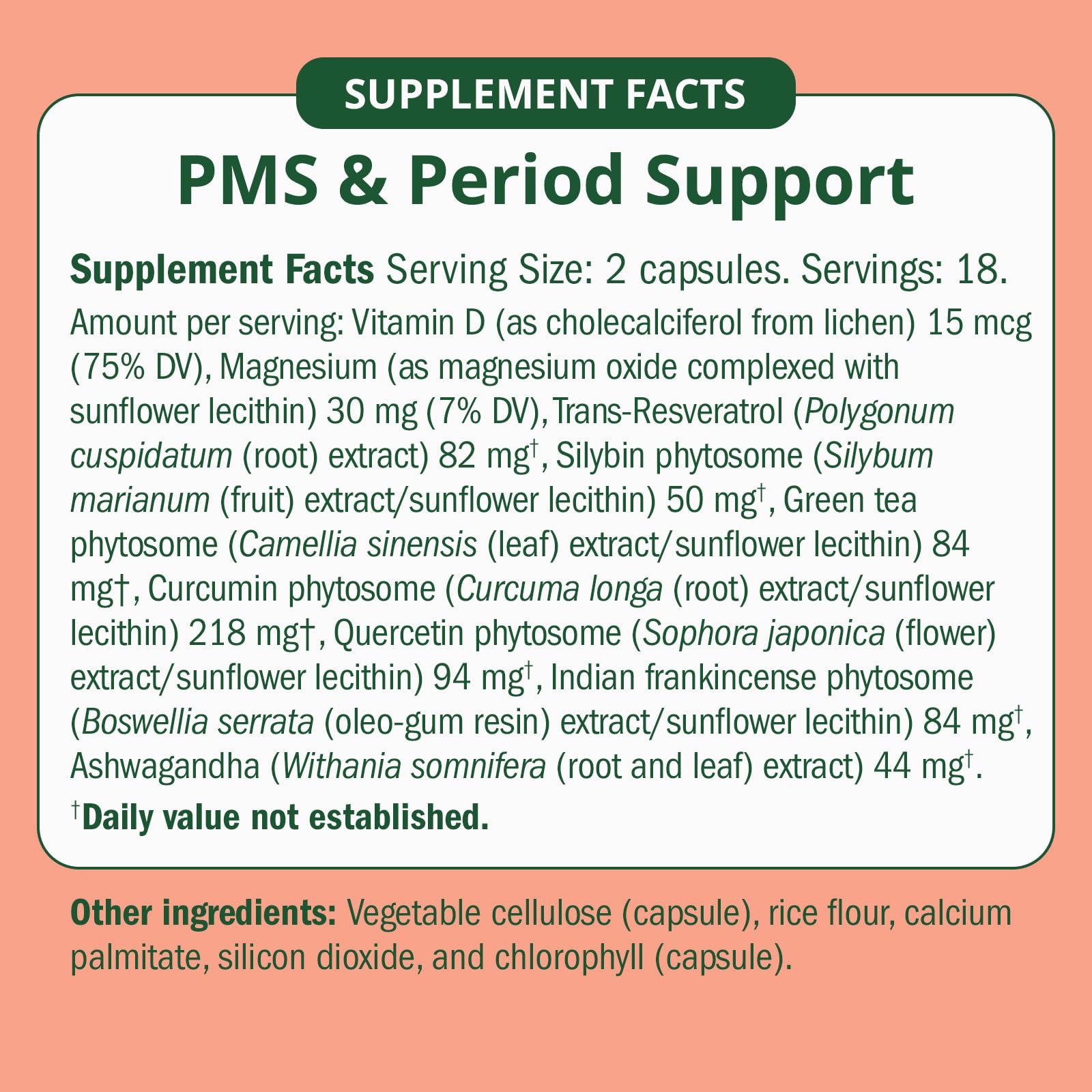 Semaine PMS Relief capsules close-up, vegan non-hormonal formula.