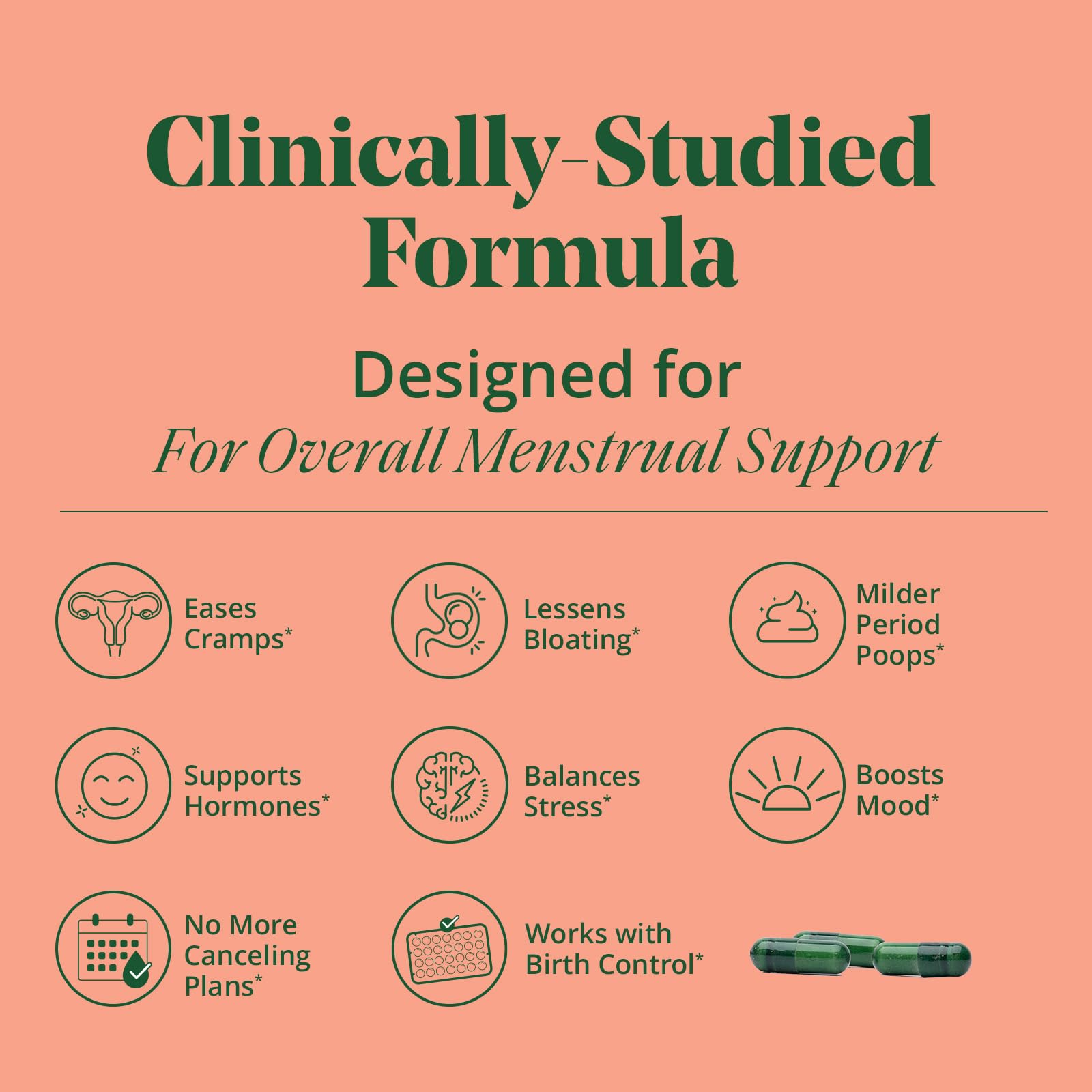 Semaine PMS Relief daily-use guidance demonstrating cycle-support dosing.