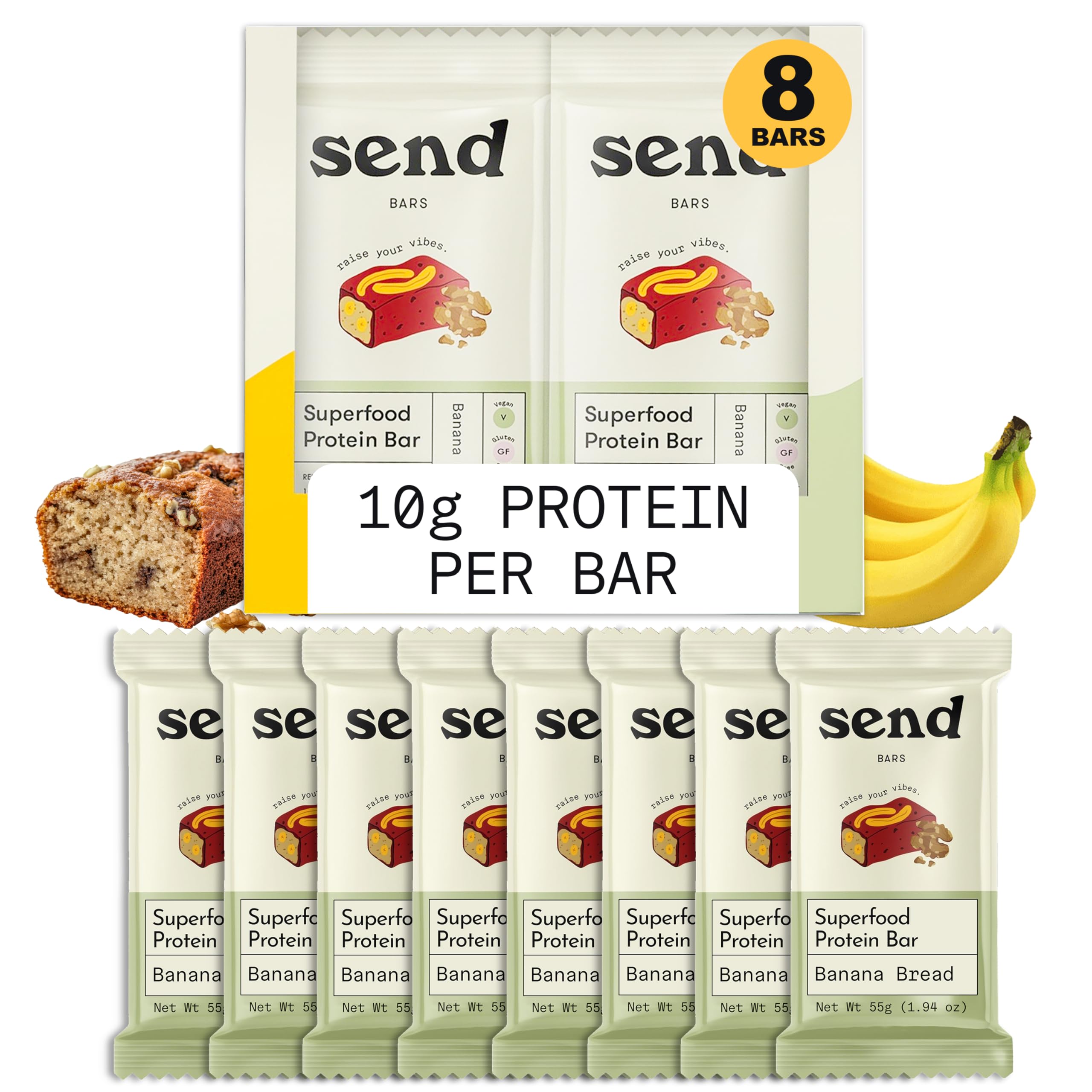 Send Bars Banana Bread Bar close-up highlighting real ingredients for a tasty snack