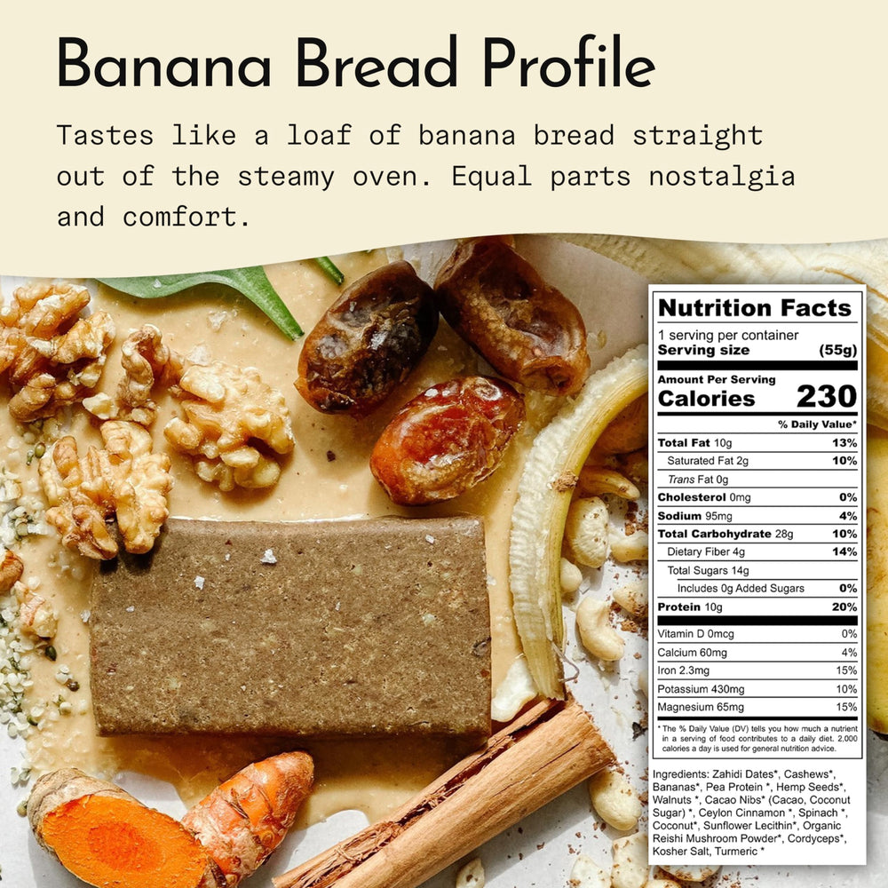 Send Bars Banana Bread Bar unwrapped with natural banana bread flavor