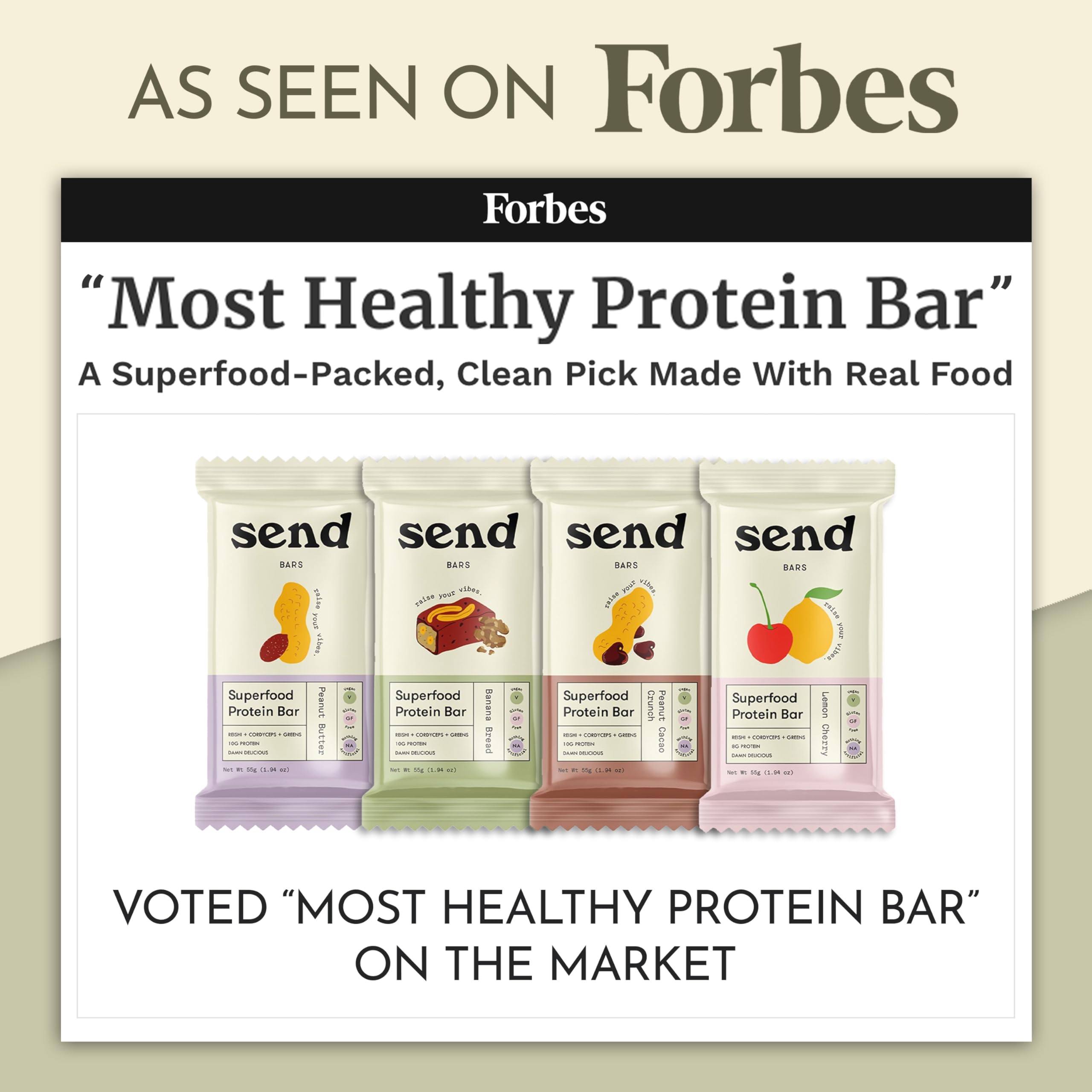 Send Bars Vegan protein bar close-up of nuts and seeds
