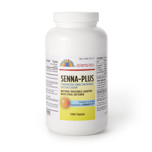 Senna Plus bottle with 1,000 tablets for long-term use.