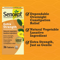 Senokot senna ingredient tablets close-up highlights natural vegetable laxative.