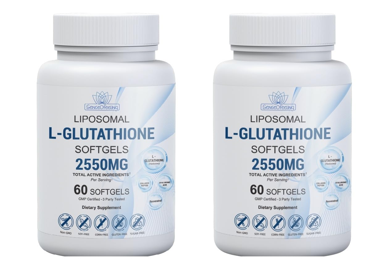 senseofeeling liposomal L-Glutathione softgels bottle shows high-potency antioxidant support for skin and vitality