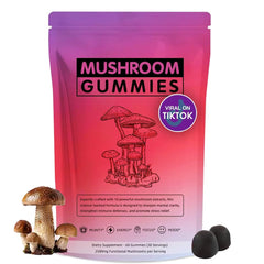 Seodon 60 gummies bottle shows a tasty 12-mushroom blend for daily wellness.