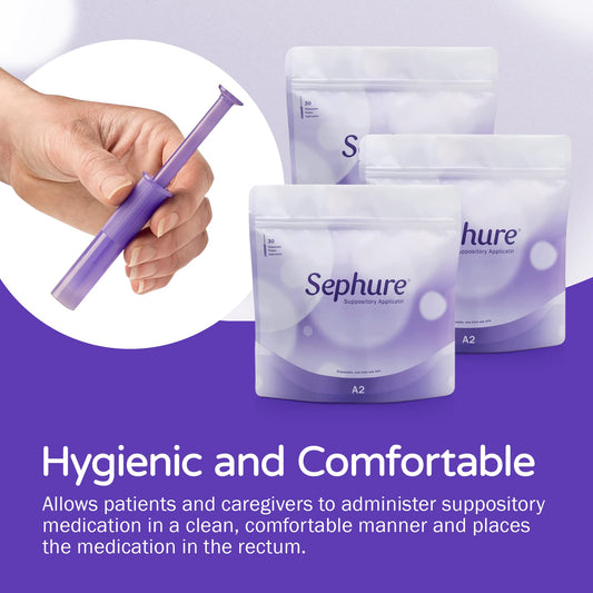 Dispo sable Sephure applicator showing barrel and plunger for single-use hygiene.