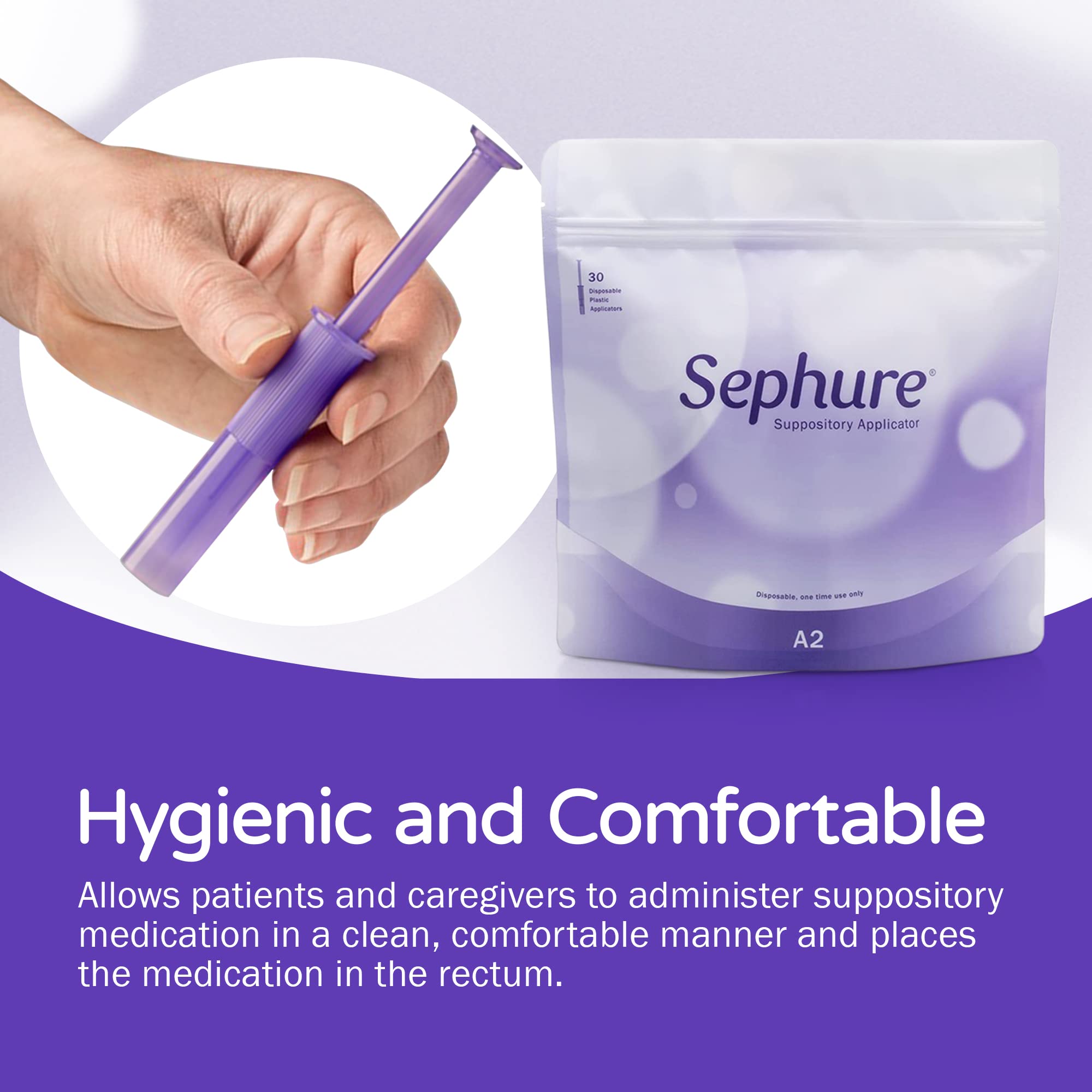 Sephure suppository applicator in hand for quick, clean insertion