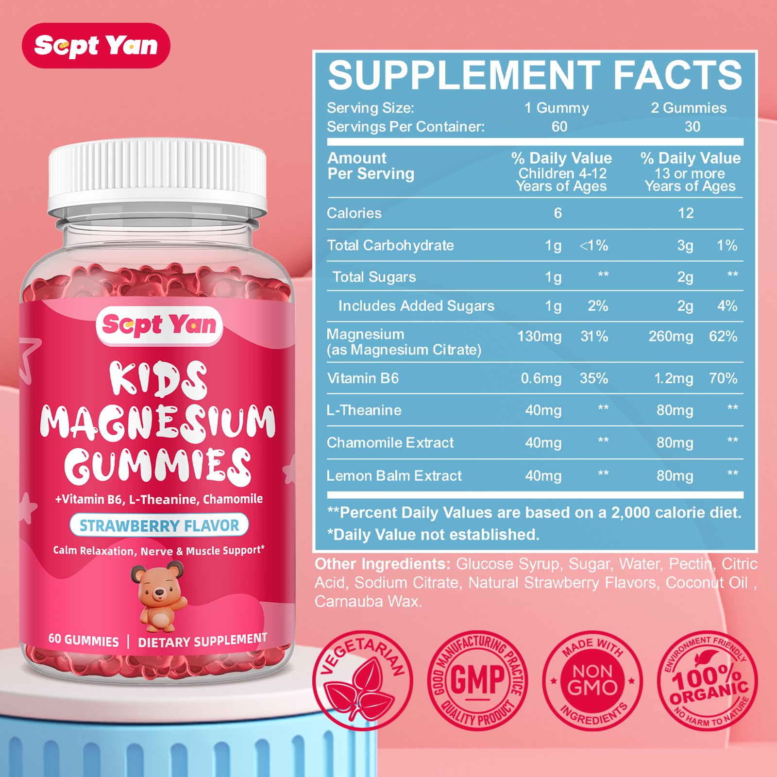 SEPT YAN Magnesium Gummies family use, suitable for all ages