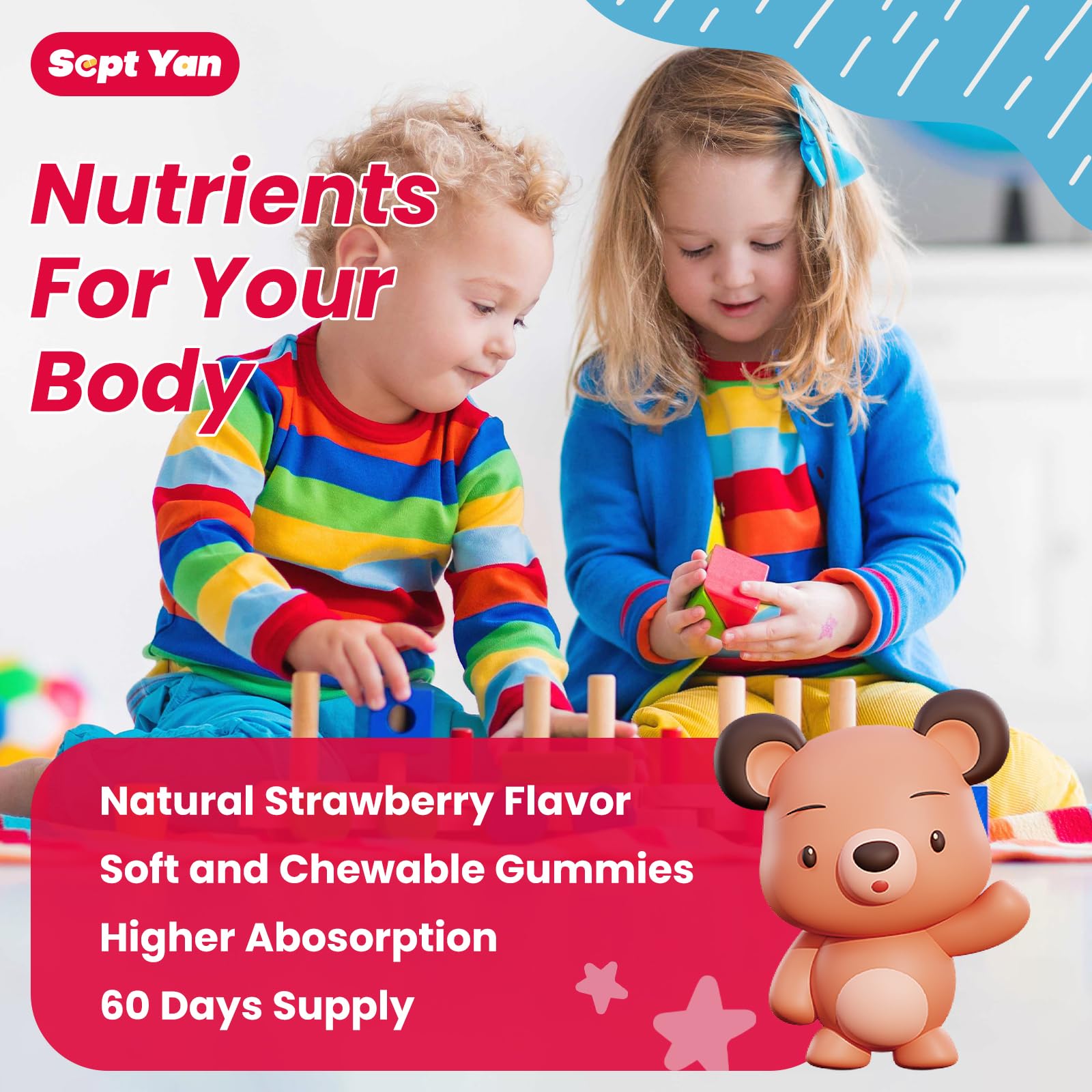 SEPT YAN Gummies being chewed by a child, simple bedtime ritual