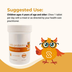 Serawise Kids Probiotic packaging shows 30 tablets for a month.