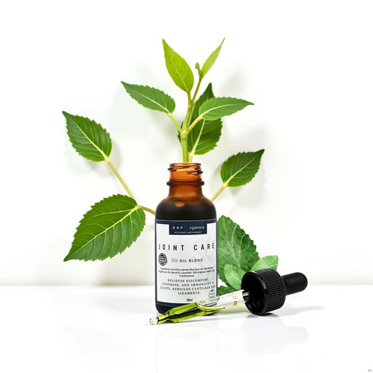 Serendipitous Summer Farms Bee Venom Joint Oil bottle pour for soothing joints after activity