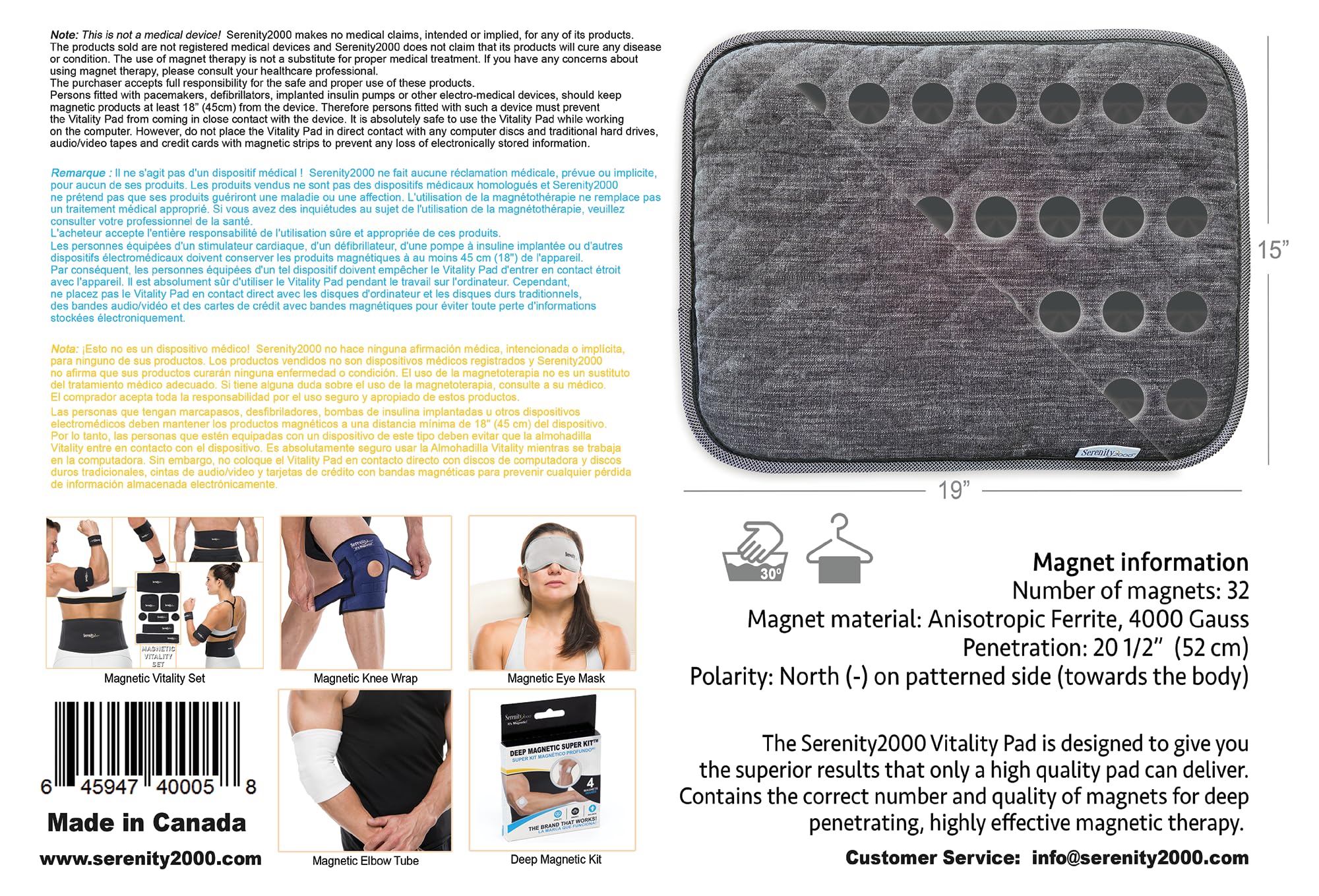 SERENITY2000 magnetic therapy pad on a chair to support circulation and daily comfort