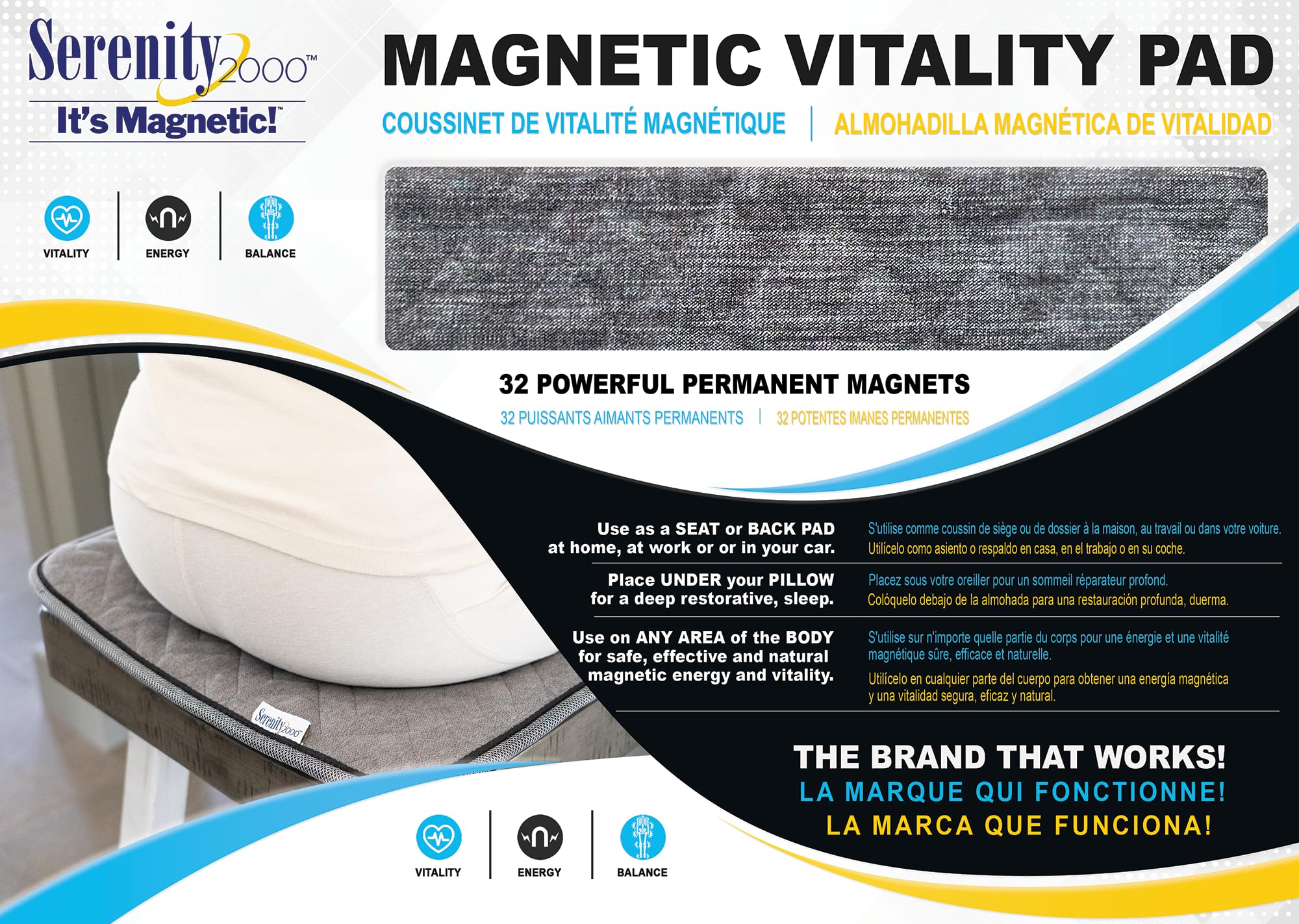 SERENITY2000 magnetic therapy pad under a pillow for enhanced rest