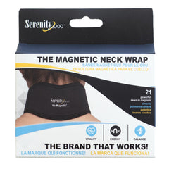 Serenity2000 neck wrap worn on model shows comfortable neck and shoulder fit