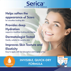 Serica Scar Gel clear texture applied on skin for even-looking results.