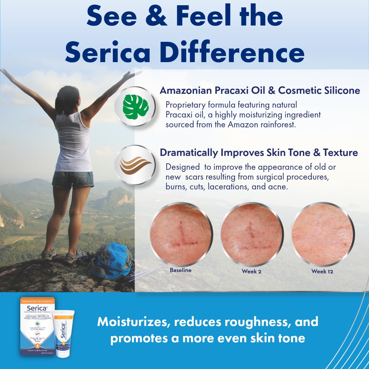 Serica Scar Gel face use promotes non-greasy, non-staining care.