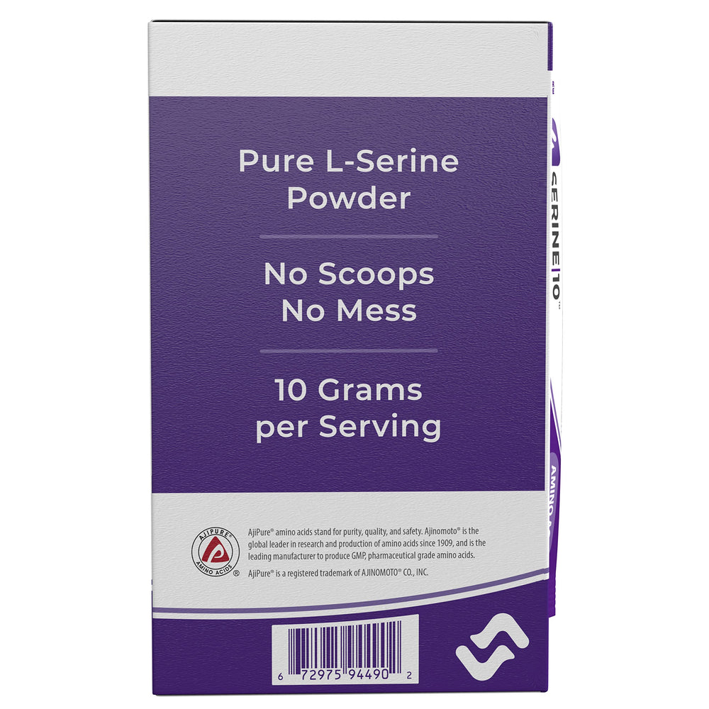 SERINE10 bottle with sachets showing convenient storage for daily use