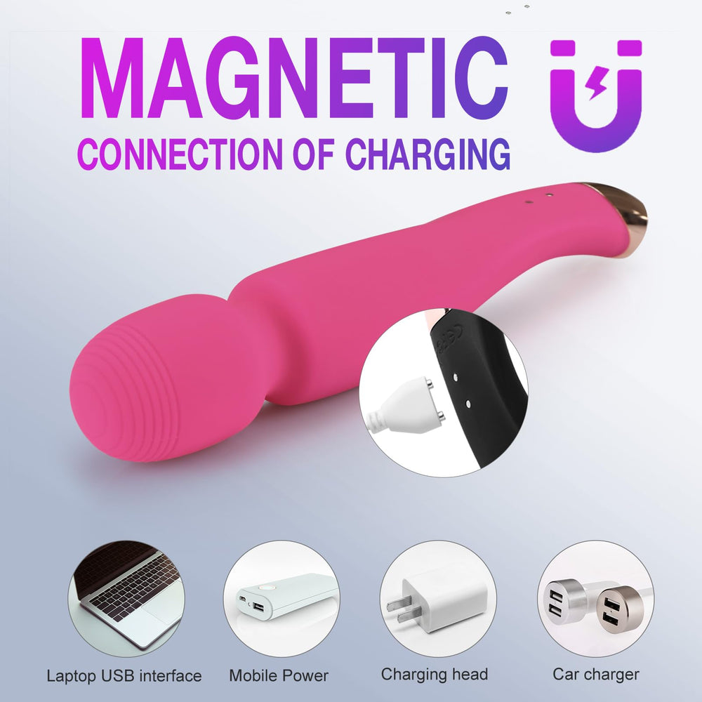 Seritivo wand with magnetic charging for clutter-free recharging.