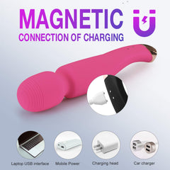 Seritivo wand with magnetic charging for clutter-free recharging.