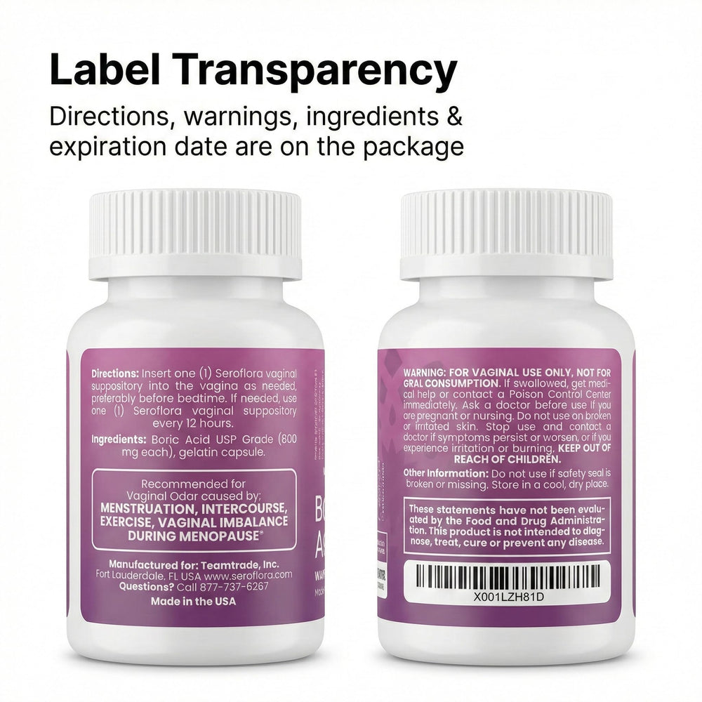 Seroflora boric acid vaginal suppositories usage guide indicates simple routine.