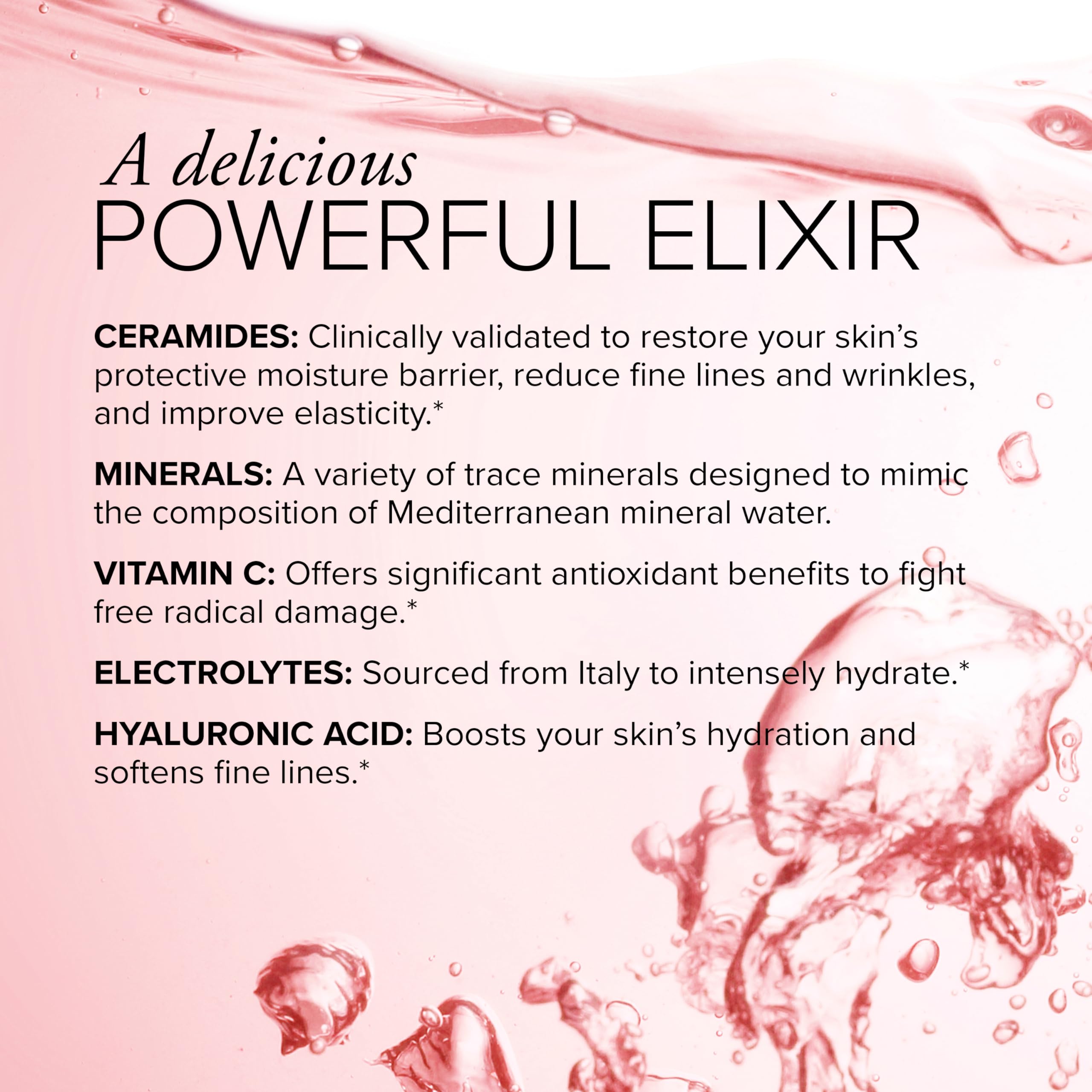 Close-up of Glow Sticks label emphasizing hyaluronic acid and ceramides for skin support