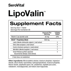 Serovital Lipovalin capsules on a scale, potential weight management support.