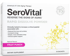 Serovital rapid dissolve powder with measuring spoon for precise daily dosing.