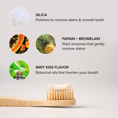 Serovital Smile mint kiss bottle label demonstrates minty flavor and refreshing breath after use.