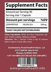 Serrasolv-360 bottle close-up showing potent systemic enzyme blend for tissue health.