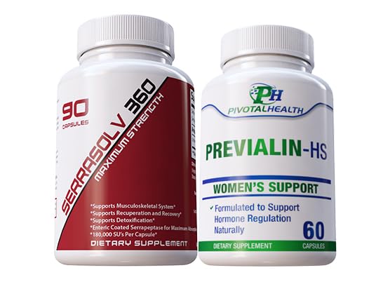 Serrasolv 360 fibroid dissolve pack bottle promoting hormonal balance and reduced bloating