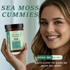 SERSANVE Sea Moss Gummies 16-in-1 blend label highlighting botanicals