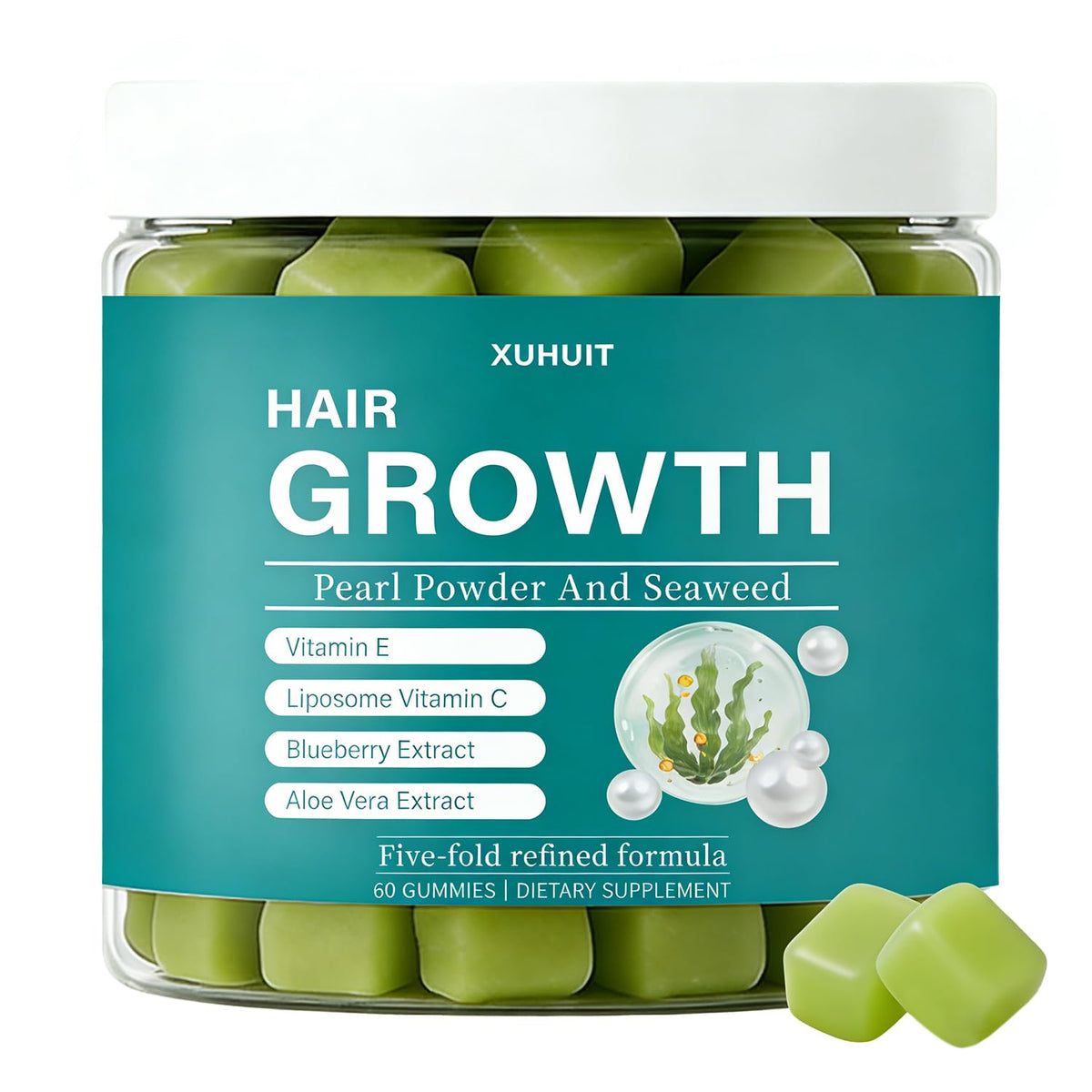 SERSANVE Seaweed Hair Growth Gummies bottle supports daily hair and nail vitality.