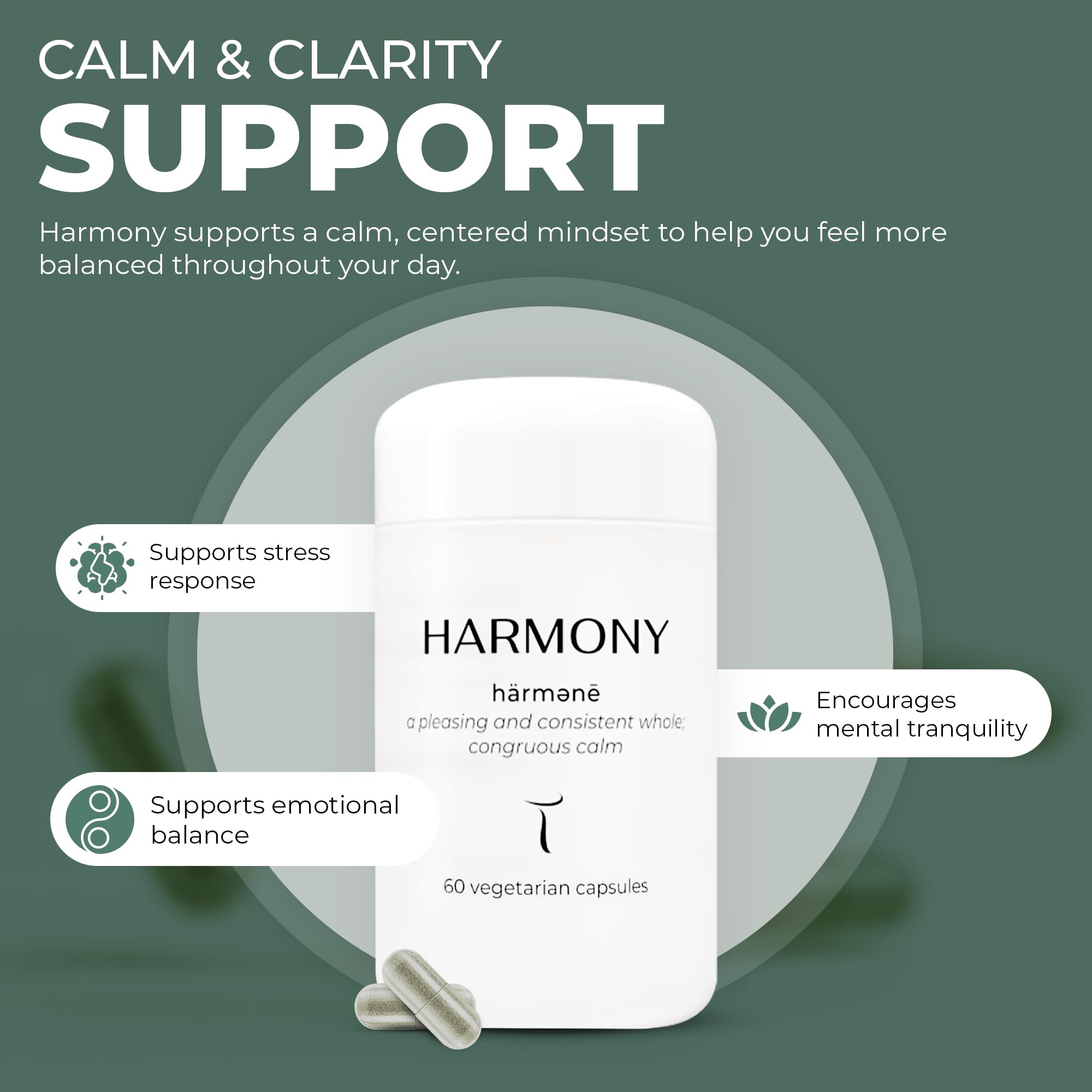 Setas Harmony label closeup emphasizing organic ingredients for balanced mood.