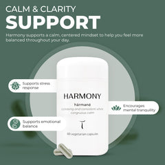 Setas Harmony label closeup emphasizing organic ingredients for balanced mood.