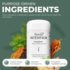 Setas Intention packaging box displayed to help informed daily supplement choices.