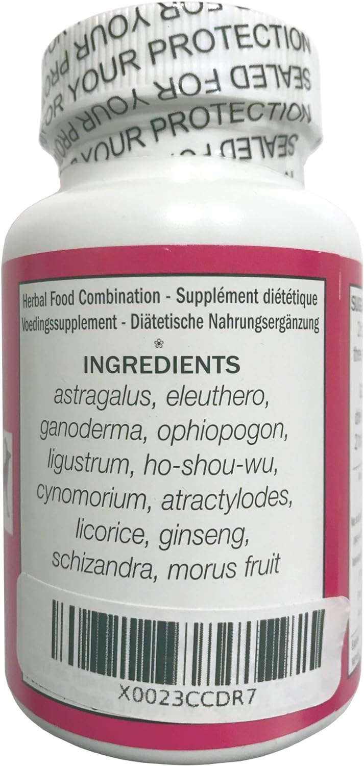 Seven Forests Astragalus 10+ tablets shown with dogs and cats for daily vitality