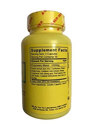Seven Forests Tao Hong Si Wu Tang capsules close-up highlight smooth herbal capsules.