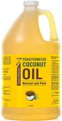 Seven Minerals fractionated coconut oil bottle pour for silky massage glide.